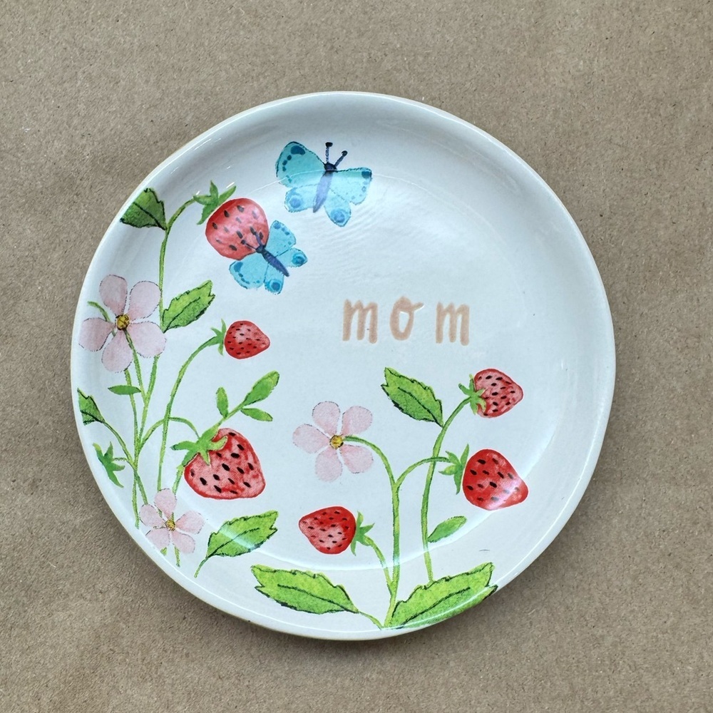 Rae Dunn Mom Coaster (or Ring Tray) Strawberries and Butterfly’s. 4” across